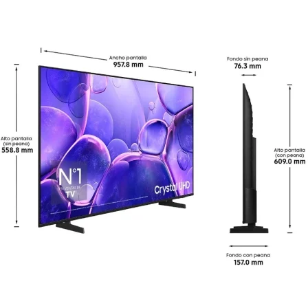 Samsung TU43U8005FU Televisor LED Crystal UHD 4K Smart TV 43" WiFi, Tizen, Gaming Hub, HDR10+, Motion Xcelerator